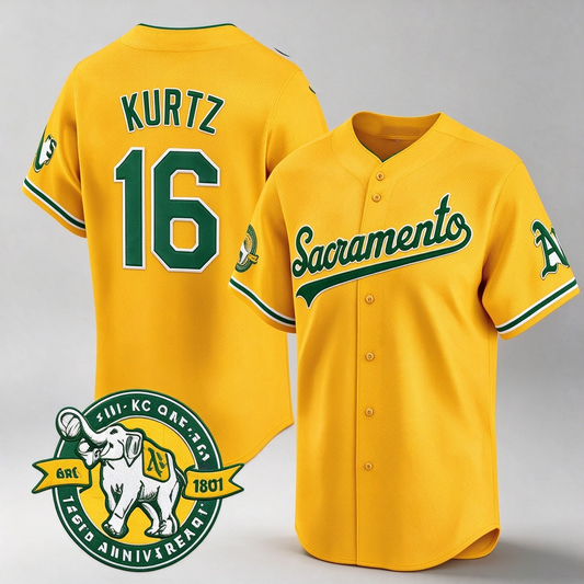 Athletics #16 Nick Kurtz Gold Alternate Stadium 125th Anniversary Baseball Jersey