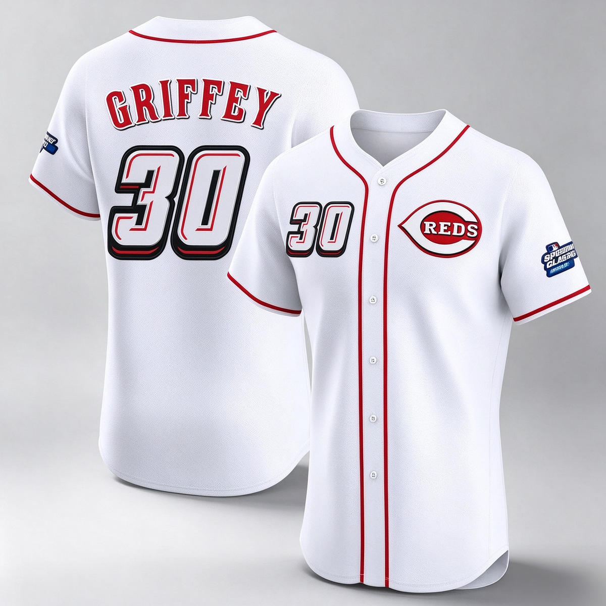 Cincinnati Reds #30 Ken Griffey Player White Speedway Classic Limited Elite Home Stitched Baseball Jersey