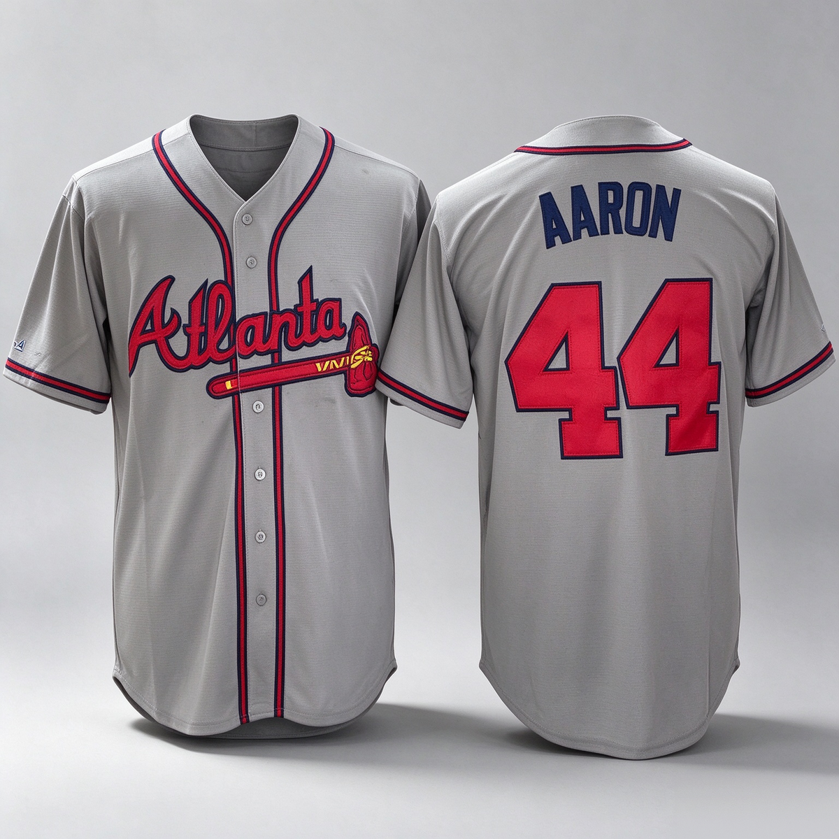 Atlanta Braves #44 Hank Aaron Grey Stitched Cool Baseball Jersey