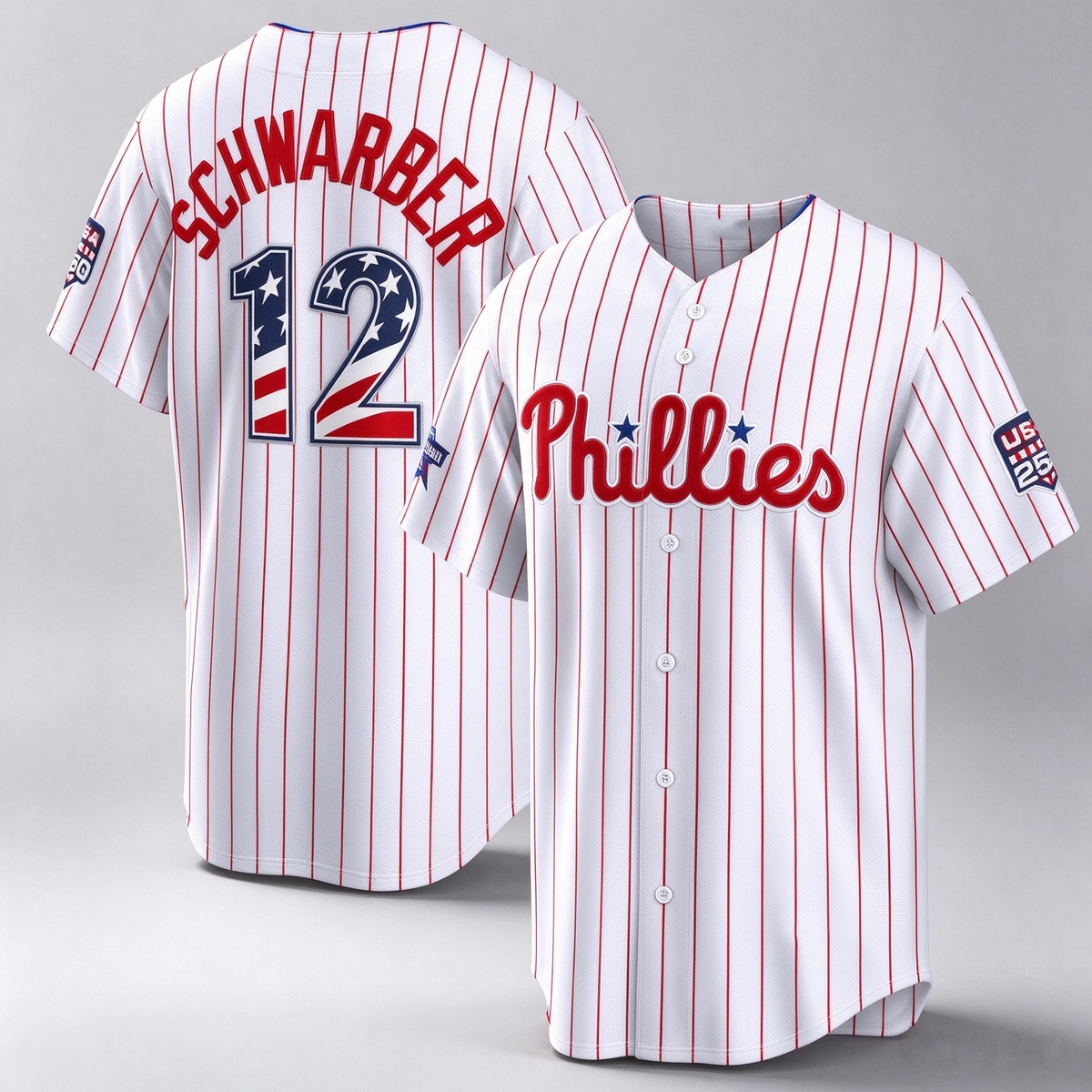 Philadelphia Phillies #12 Kyle Schwarber 2026 All-Star Edition Stars & Stripes White Stadium Baseball Jersey