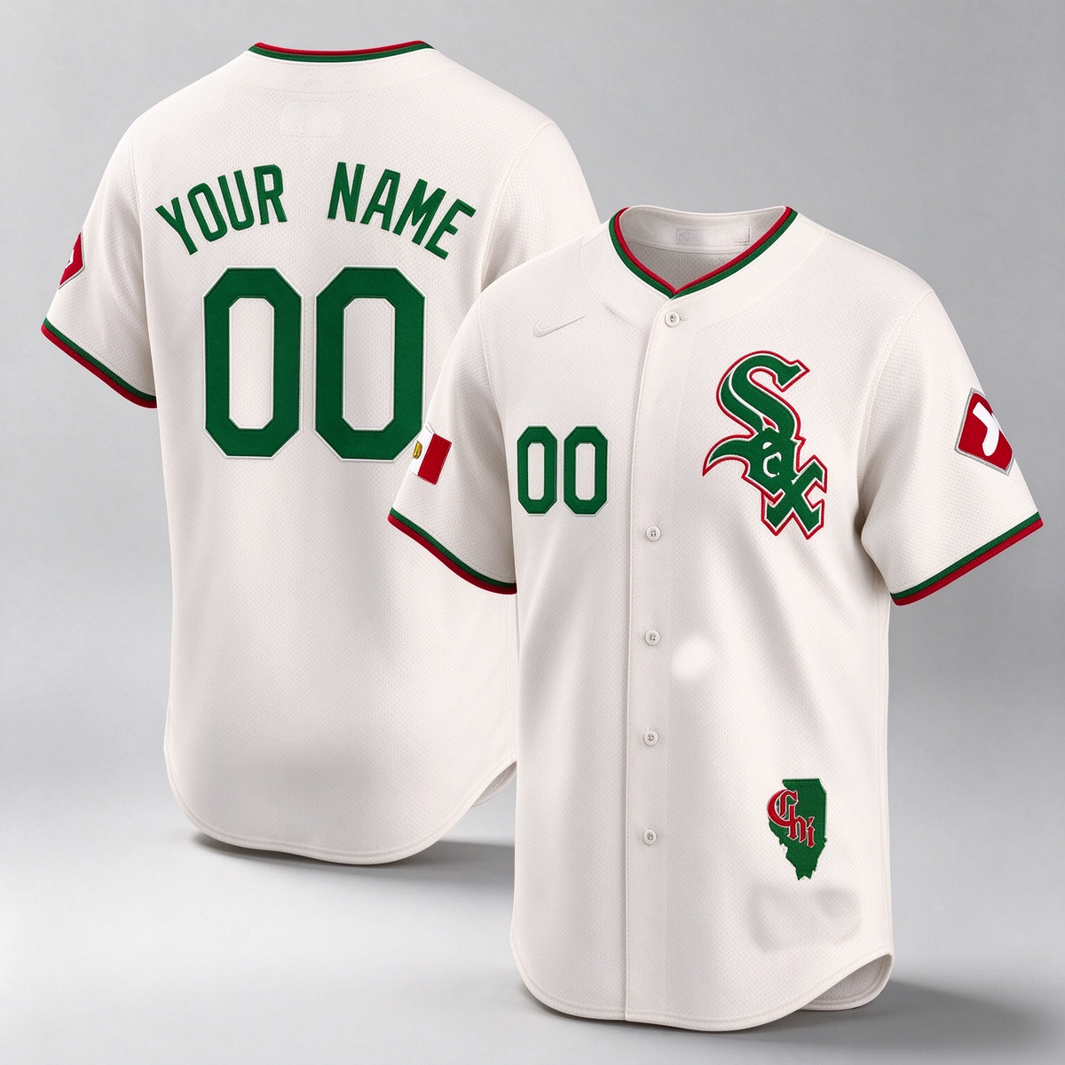Chicago White Sox Mexico Vapor Premier Limited Custom Jersey ¨C Illinois Patch ¨C Cream Baseball Jersey
