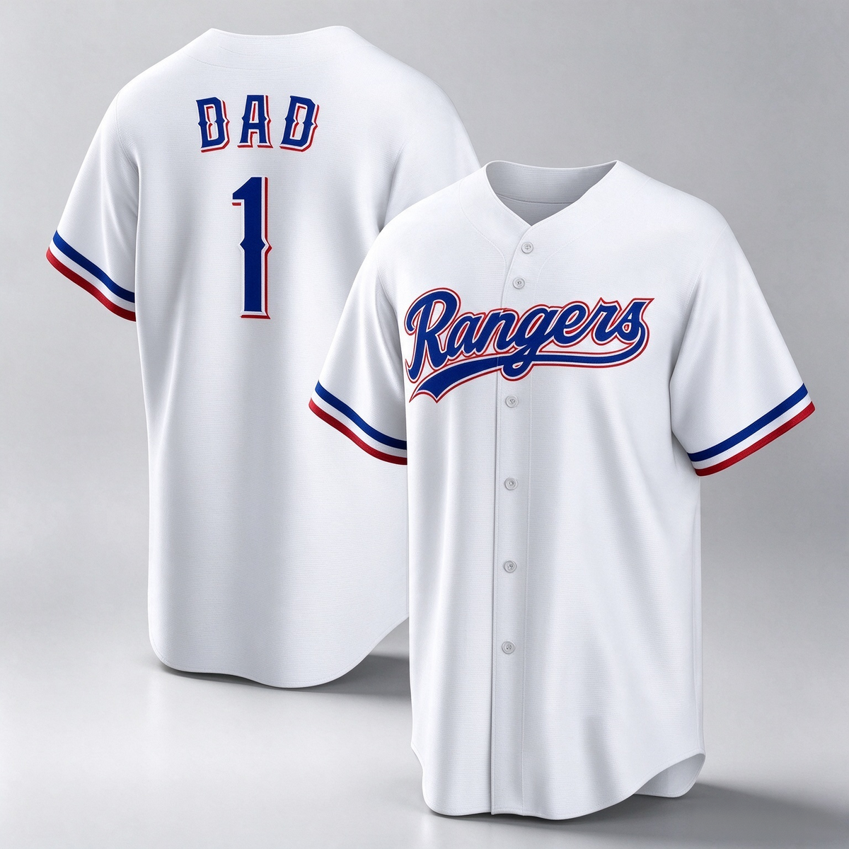 Texas Rangers #1 Dad Home White Replica Baseball Jersey