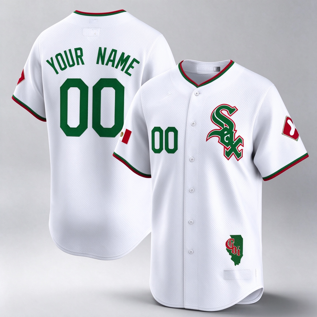 Chicago White Sox Mexico Vapor Premier Limited Custom Jersey ¨C Illinois Patch ¨C White Baseball Jersey