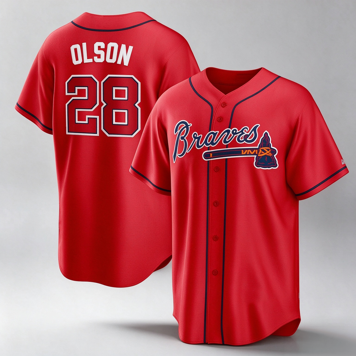 Atlanta Braves #28 Matt Olson Red Alternate 2 Replica Baseball Jersey
