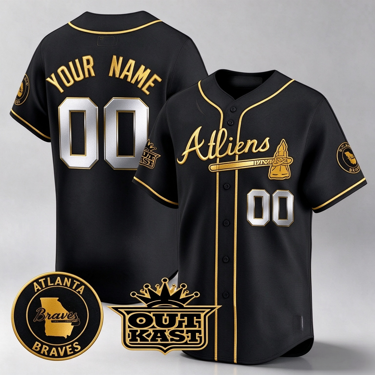 Atlanta Braves Atliens Vapor Premier Limited Custom Jersey â€?Black Baseball Jersey
