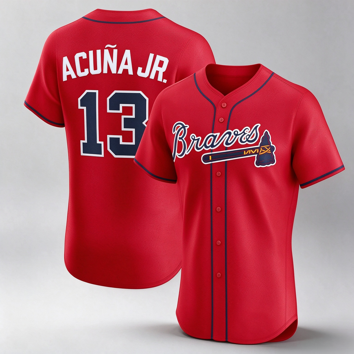 Atlanta Braves #13 Ronald Acuña Jr. Red Alternate 2 Elite Baseball Jersey