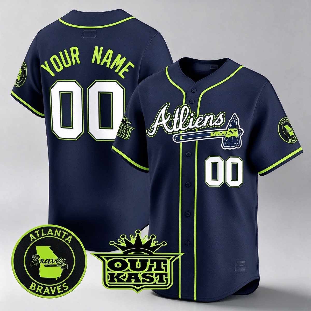 Atlanta Braves Atliens Vapor Premier Limited Custom Jersey â€?All Stitched-Navy Baseball Jersey