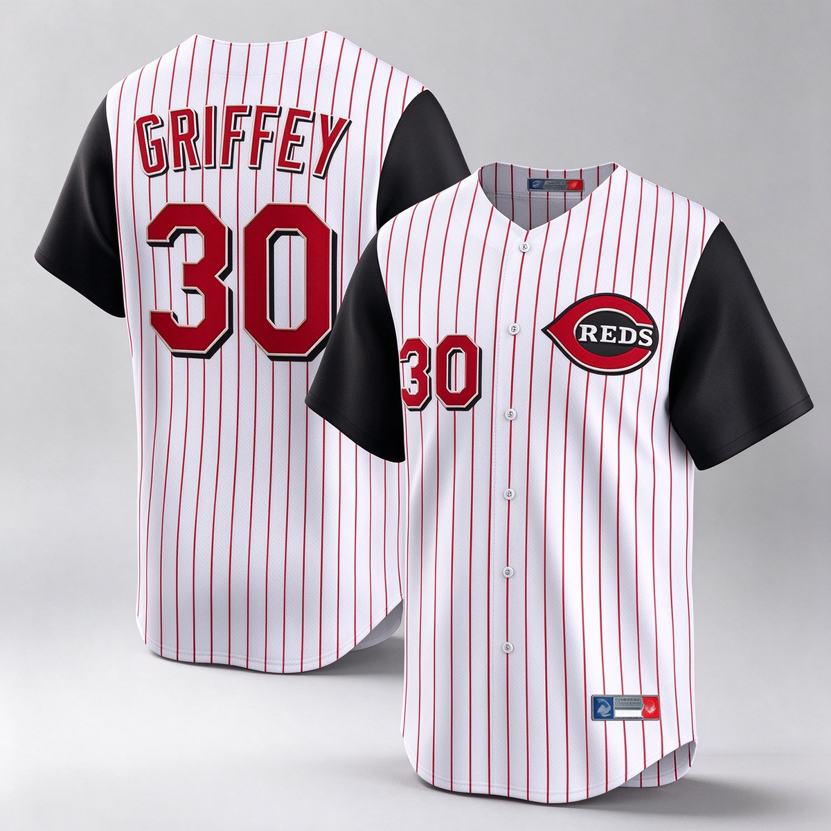 Cincinnati Reds #30 Ken Griffey Player White Black Stripe Field of Dreams Game Home Stitched Baseball Jersey