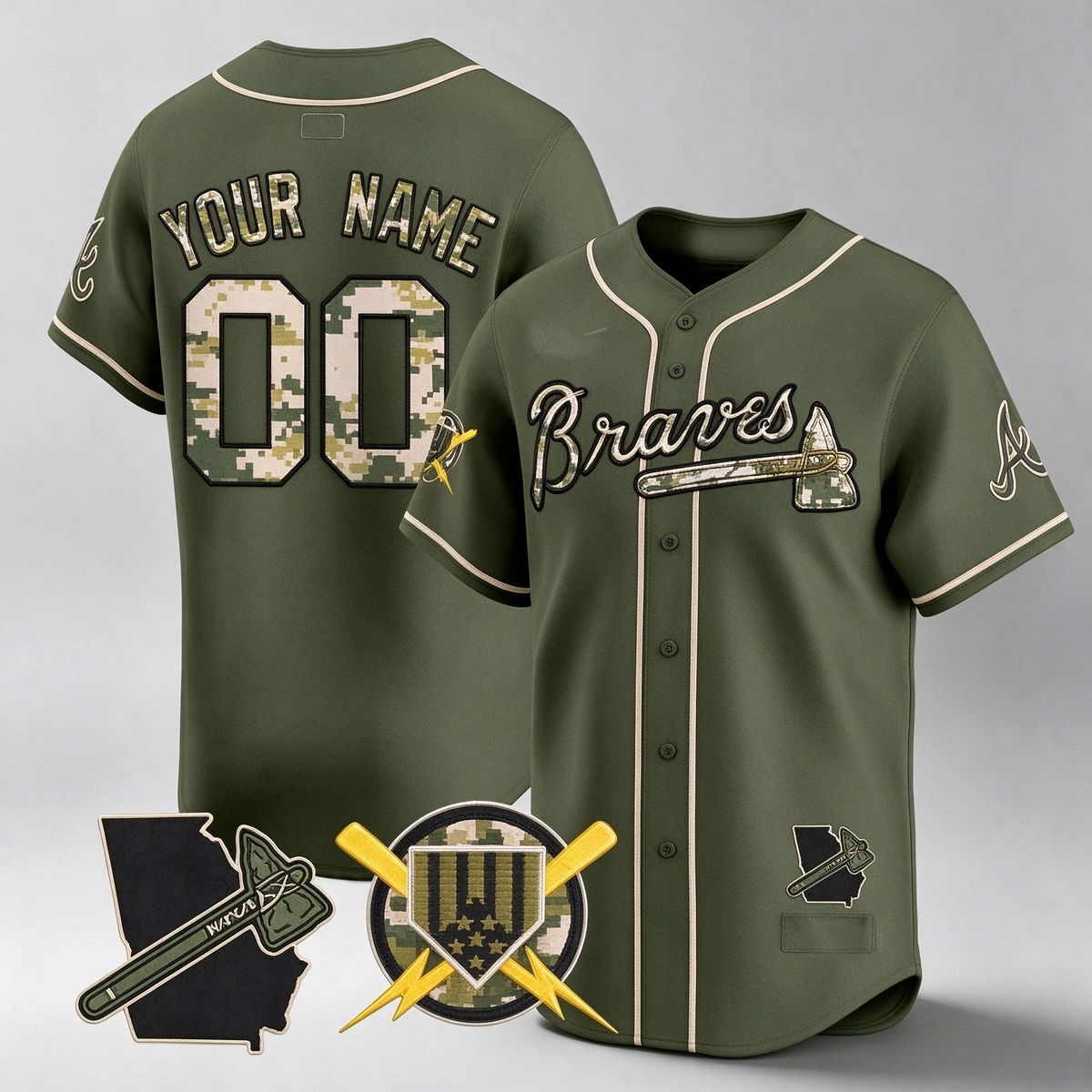 Atlanta Braves Armed Forces Day Vapor Premier Limited Custom Jersey –Green Baseball Jersey