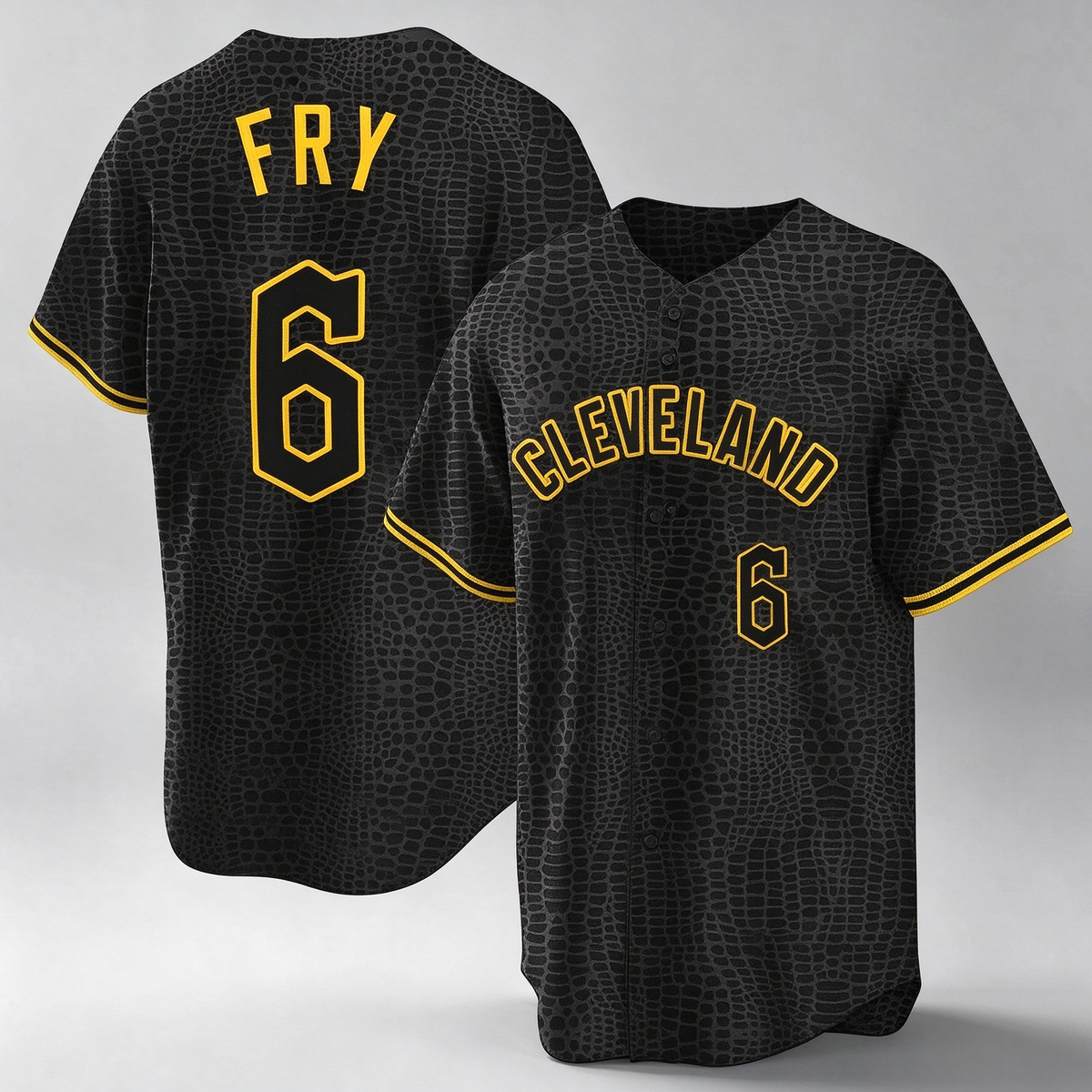 Cleveland Guardians #6 David Fry Player Black Snake Skin City Home Game Stitched Baseball Jersey