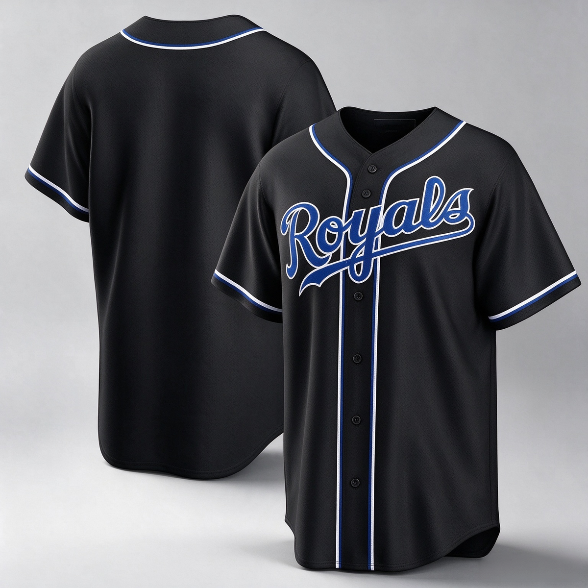Kansas City Royals Blank Black Out Stitched Baseball Jersey