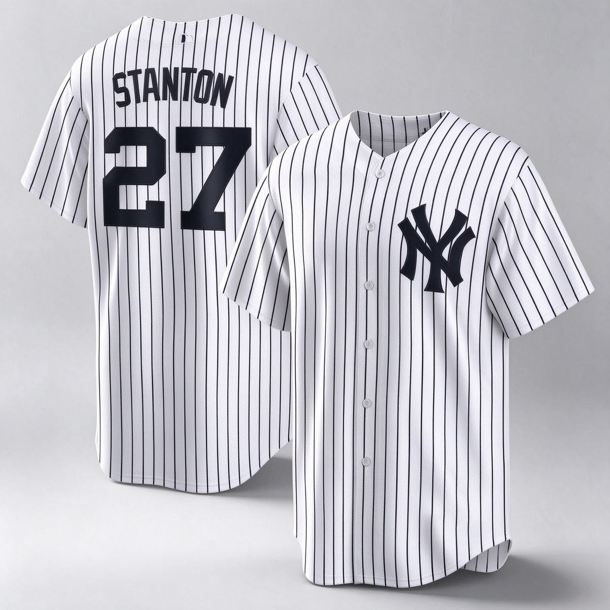 New York Yankees #27 Giancarlo Stanton White Home Replica Player Name Baseball Jersey