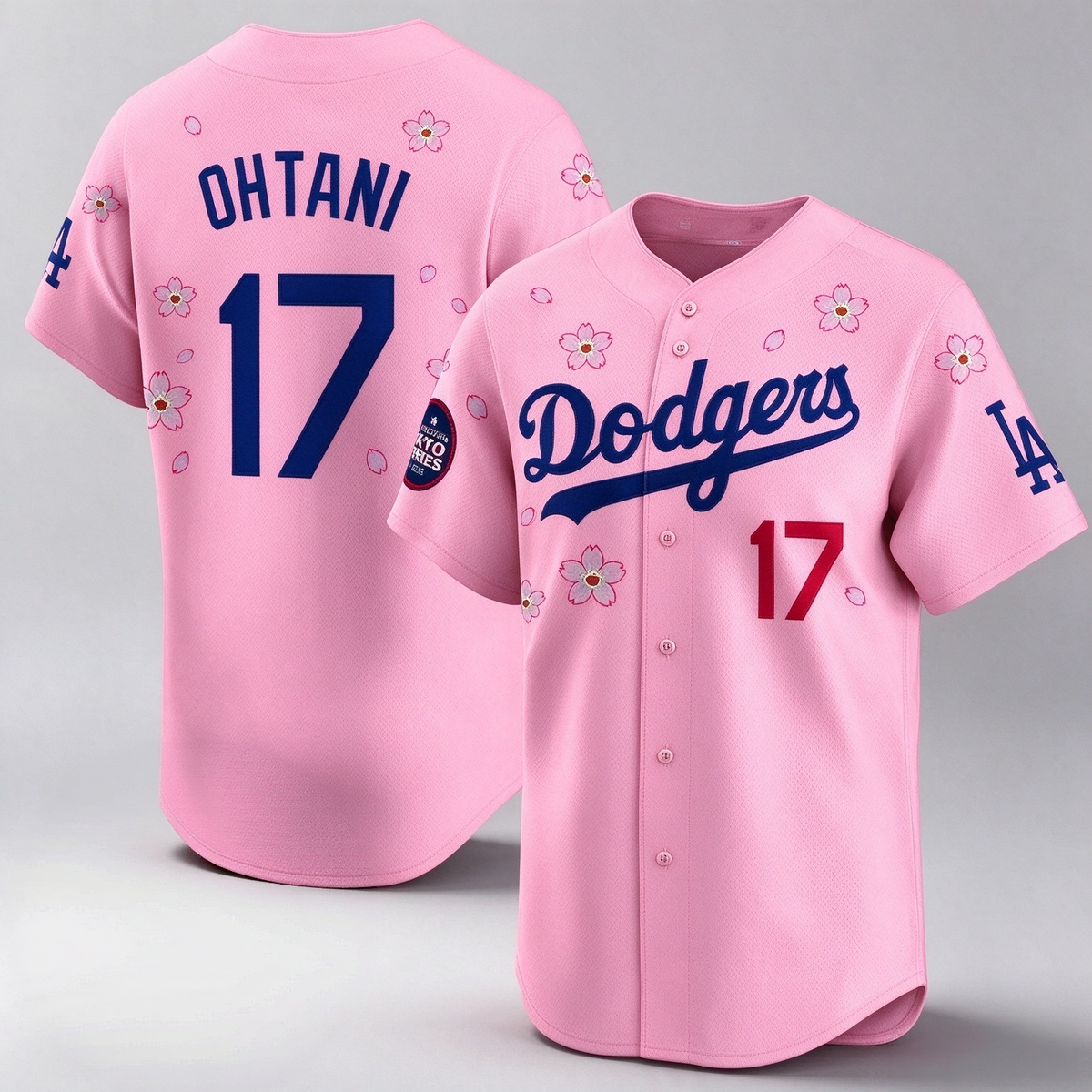 Los Angeles Dodgers #17 Shohei Ohtani Pink 2025 Tokyo Series Limited Stitched Baseball Jersey