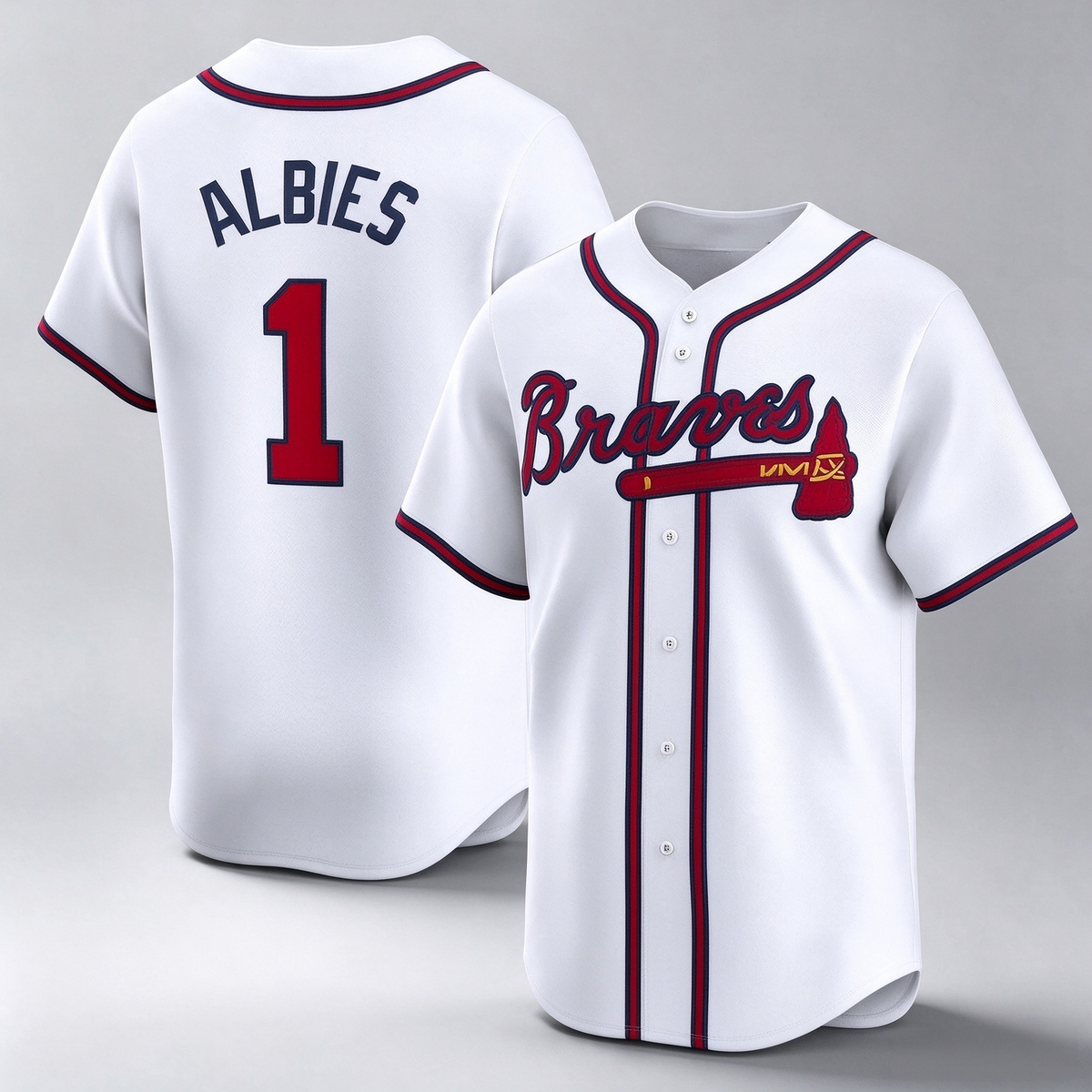 Atlanta Braves #1 Ozzie Albies White Home Limited Player Baseball Jersey