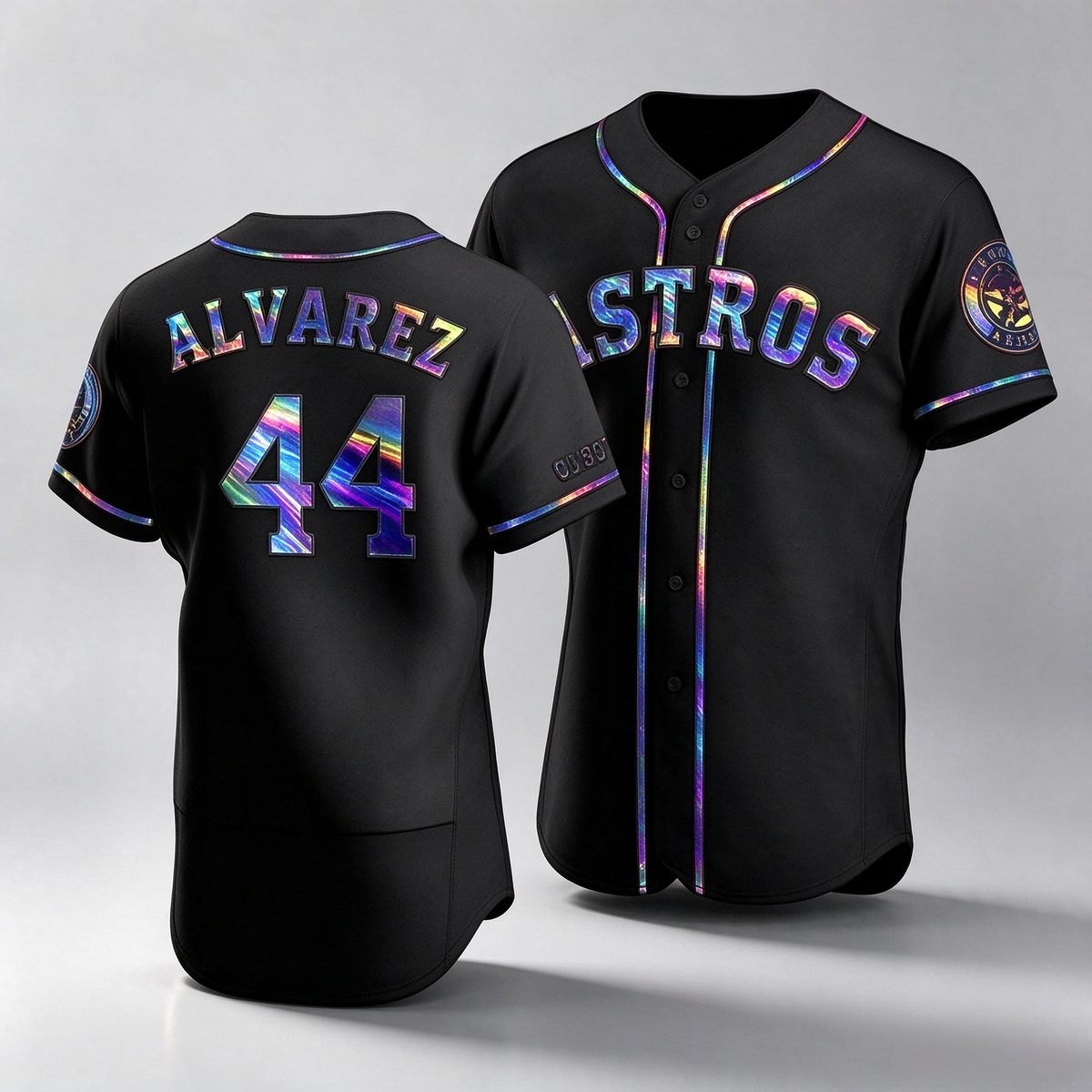 Houston Astros #44 Yordan Alvarez Iridescent Holographic Collection Baseball Jersey