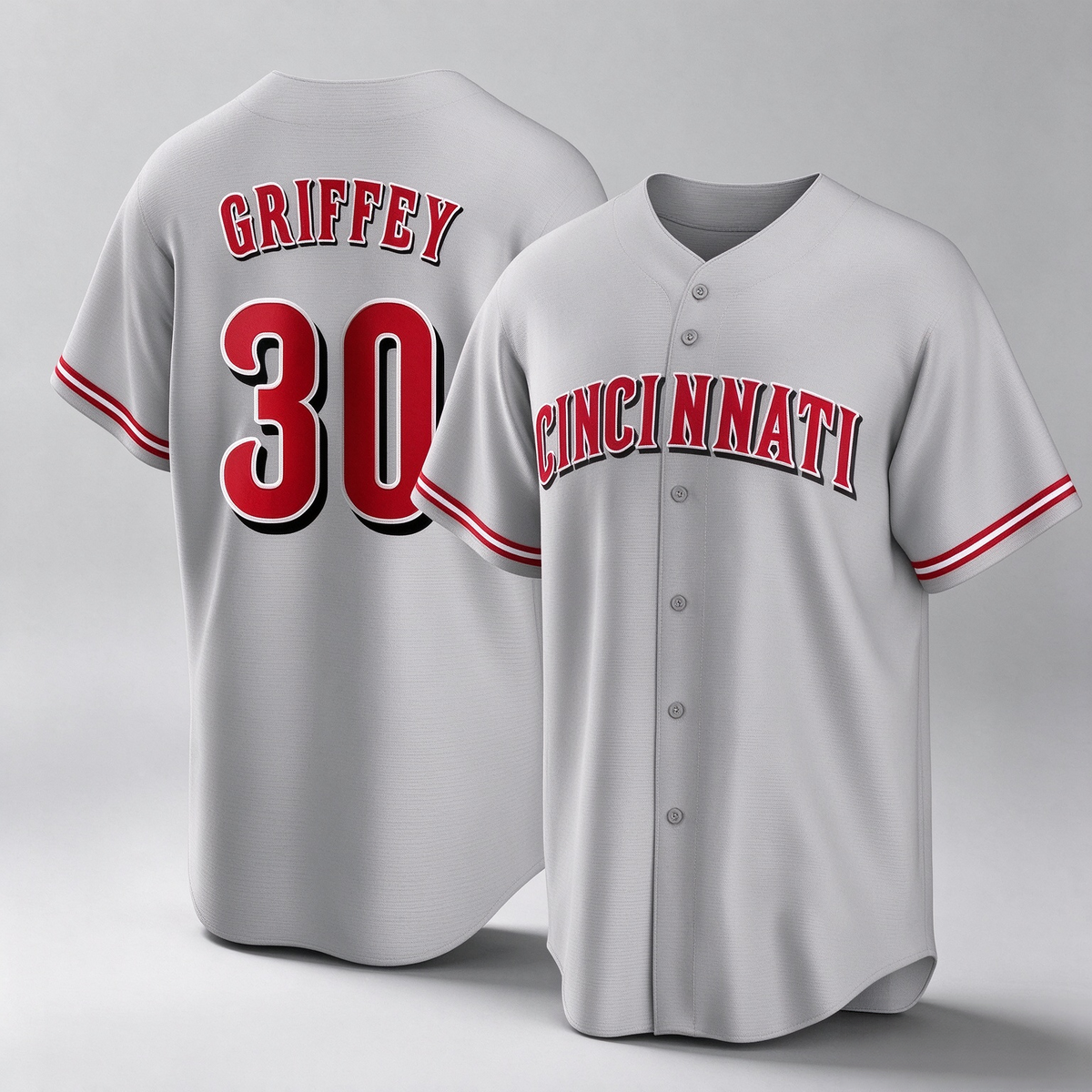 Cincinnati Reds #30 Ken Griffey Player Gray Home Game Stitched Baseball Jersey