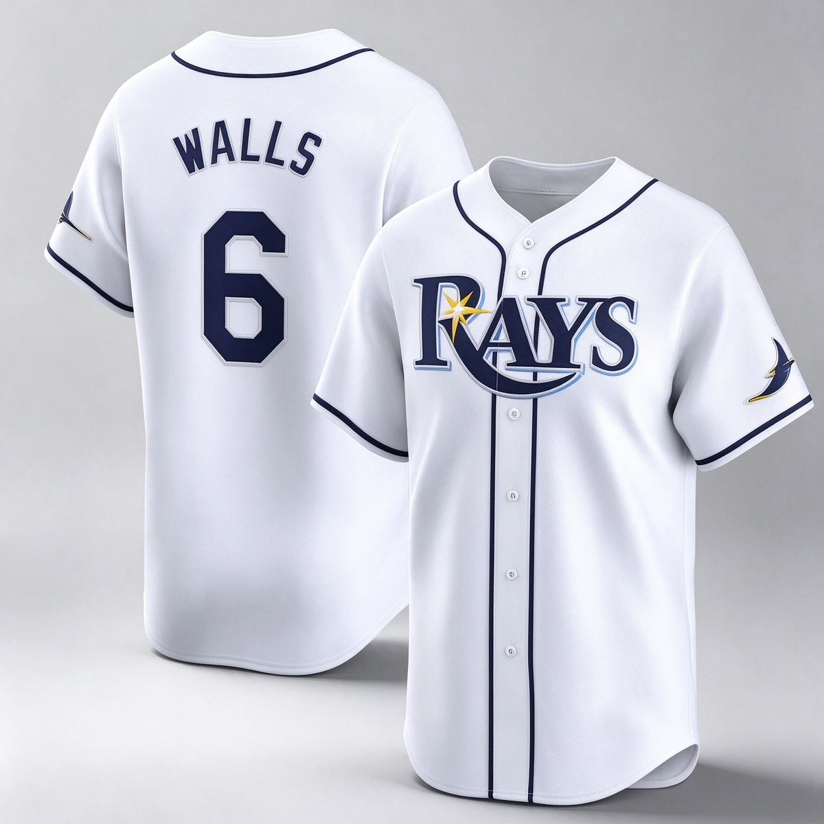 Tampa Bay Rays #6 Taylor Walls White Home Limited Stitched Baseball Jersey