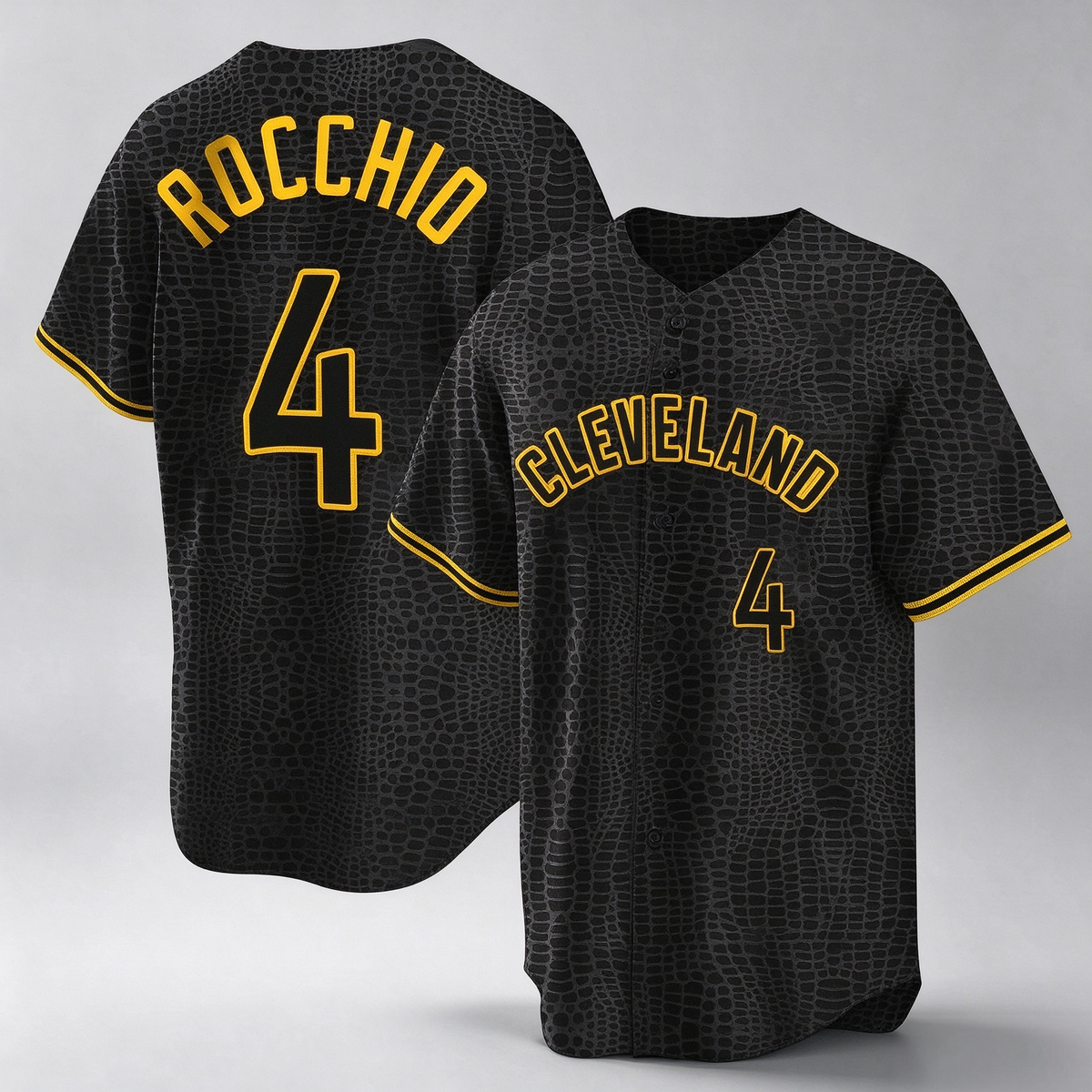 Cleveland Guardians #4 Brayan Rocchio Player Black Snake Skin City Home Game Stitched Baseball Jersey