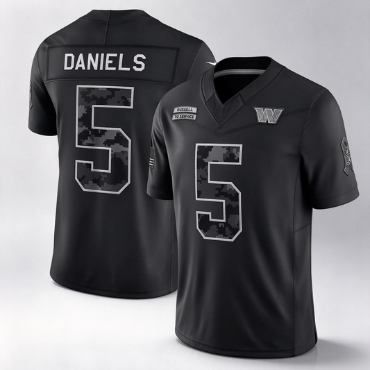 W.Commanders #5 Jayden Daniels Black 2026 Salute to Service Stitched Limited Football Jersey