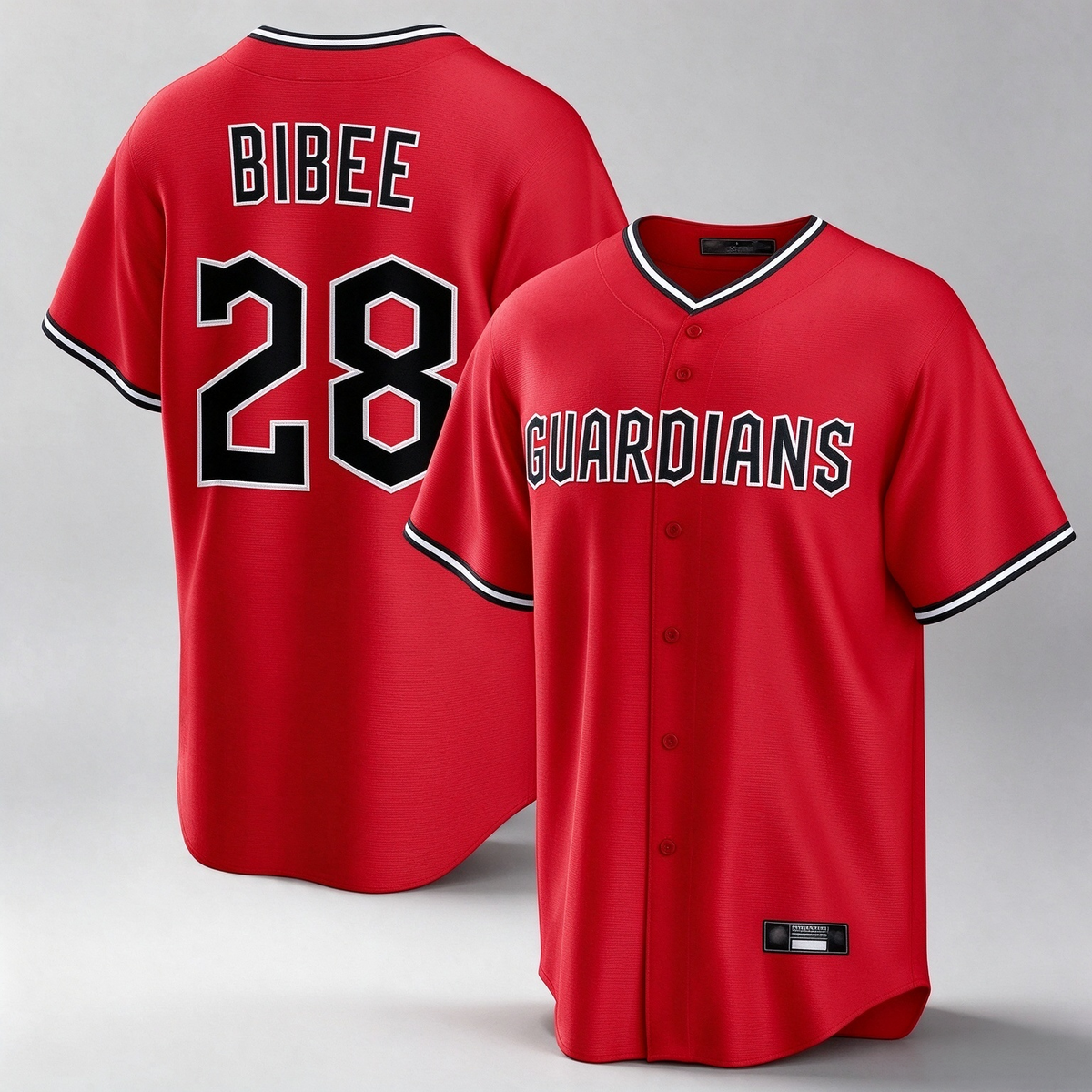 Cleveland Guardians #28 Tanner Bibee Player Red Home Game Stitched Baseball Jersey