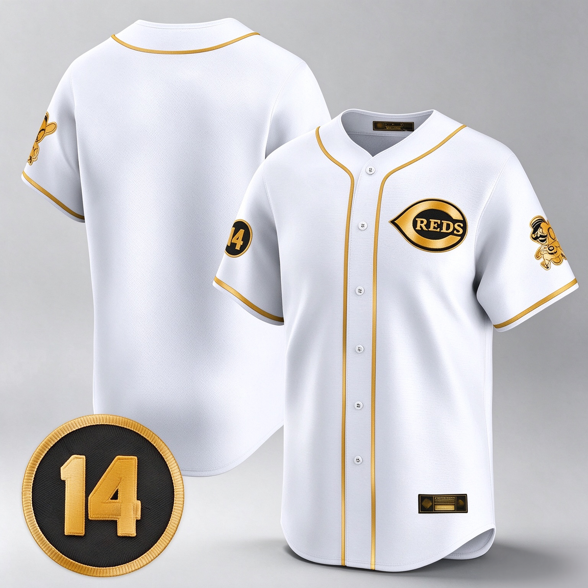 Cincinnati Reds Blank Player White-Gold Vapor Premier Limited Home Stitched Baseball Jersey