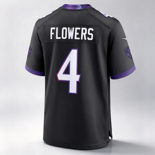 Zay Flowers Ravens #4 Black Alternate Game Stitched Football Jerseys