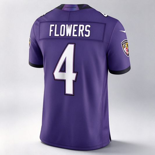 Zay Flowers Ravens #4 Purple Vapor F.U.S.E. Sewn Down Limited Stitched Football Jersey