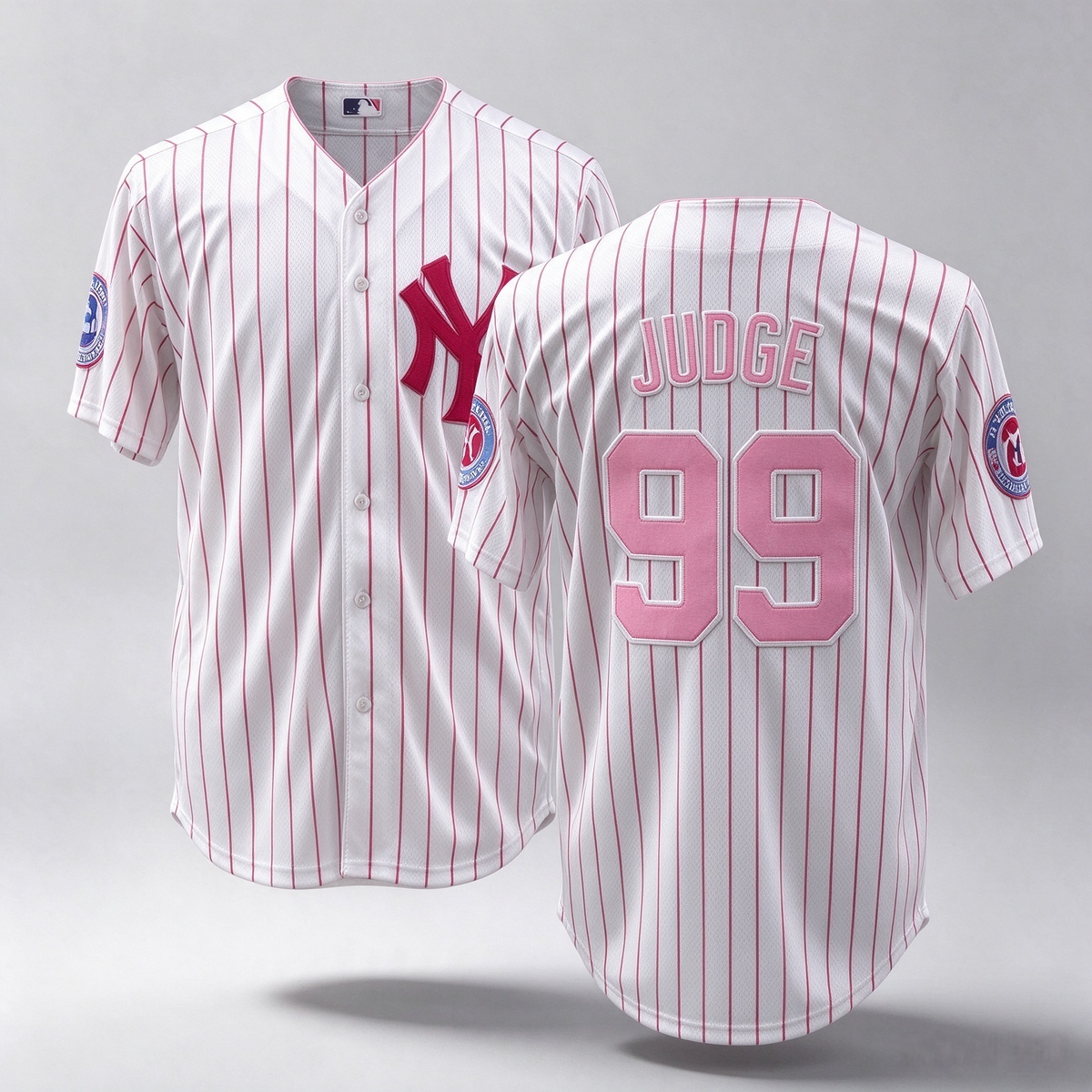 New York Yankees #99 Aaron Judge Pink With Patch Limited Stitched Baseball Jersey