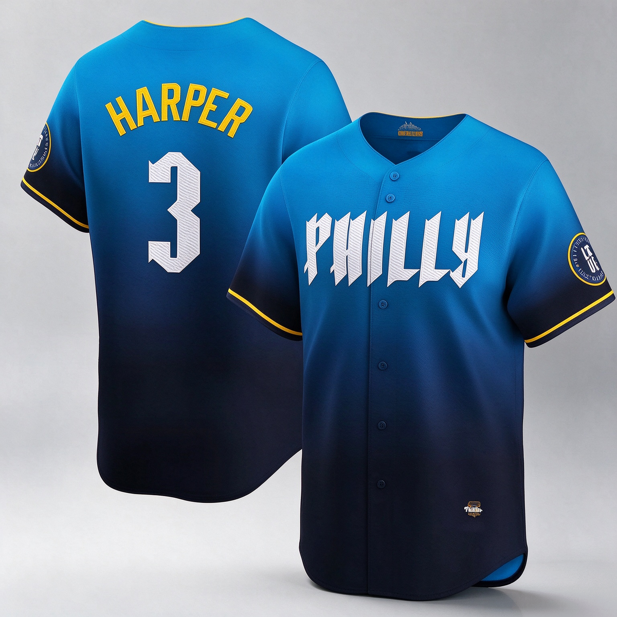 Philadelphia Phillies #3 Bryce Harper Blue City Connect Limited Player Baseball Jersey