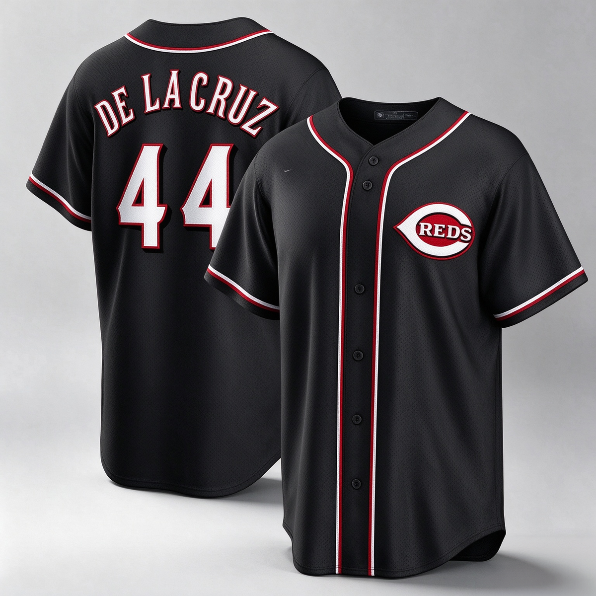 Cincinnati Reds #44 Elly De La Cruz Black Out Stitched Baseball Jersey