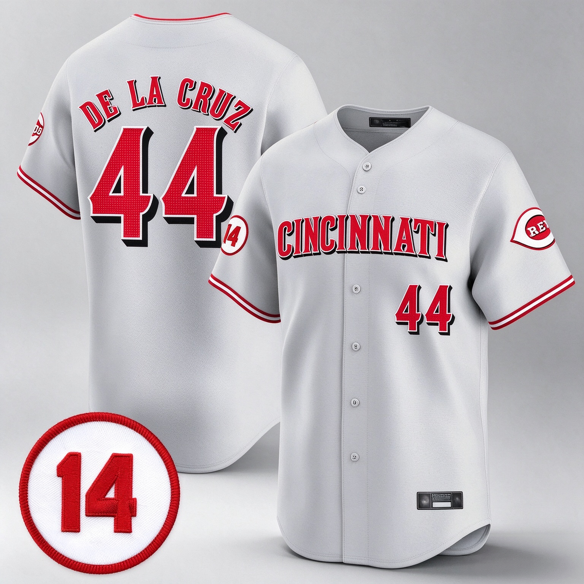 Cincinnati Reds #44 Elly De La Cruz Player Gray Vapor Premier Limited Home Stitched Baseball Jersey
