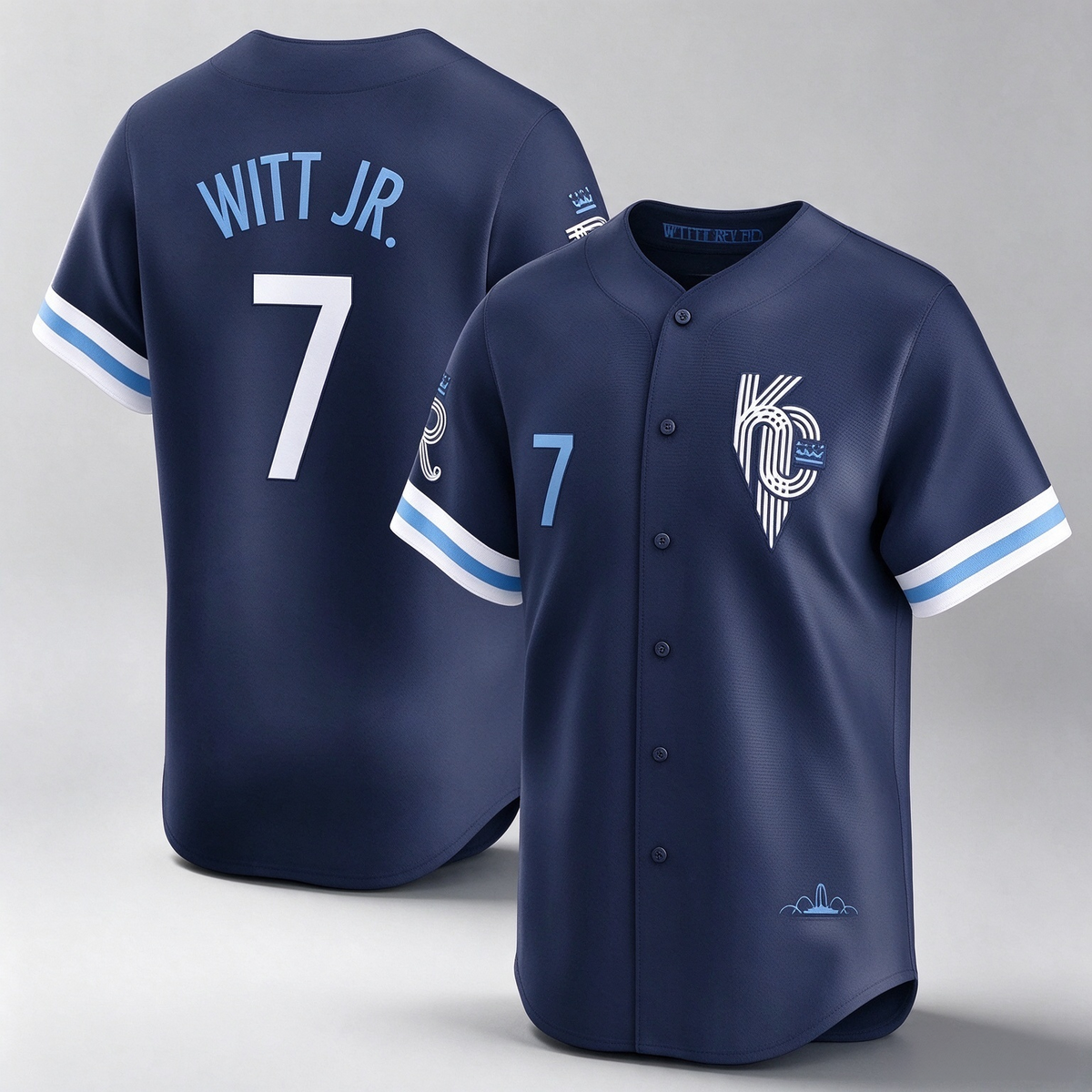 Kansas City Royals #7 Bobby Witt Jr. Nike Navy City Connect Limited Player Baseball Jersey