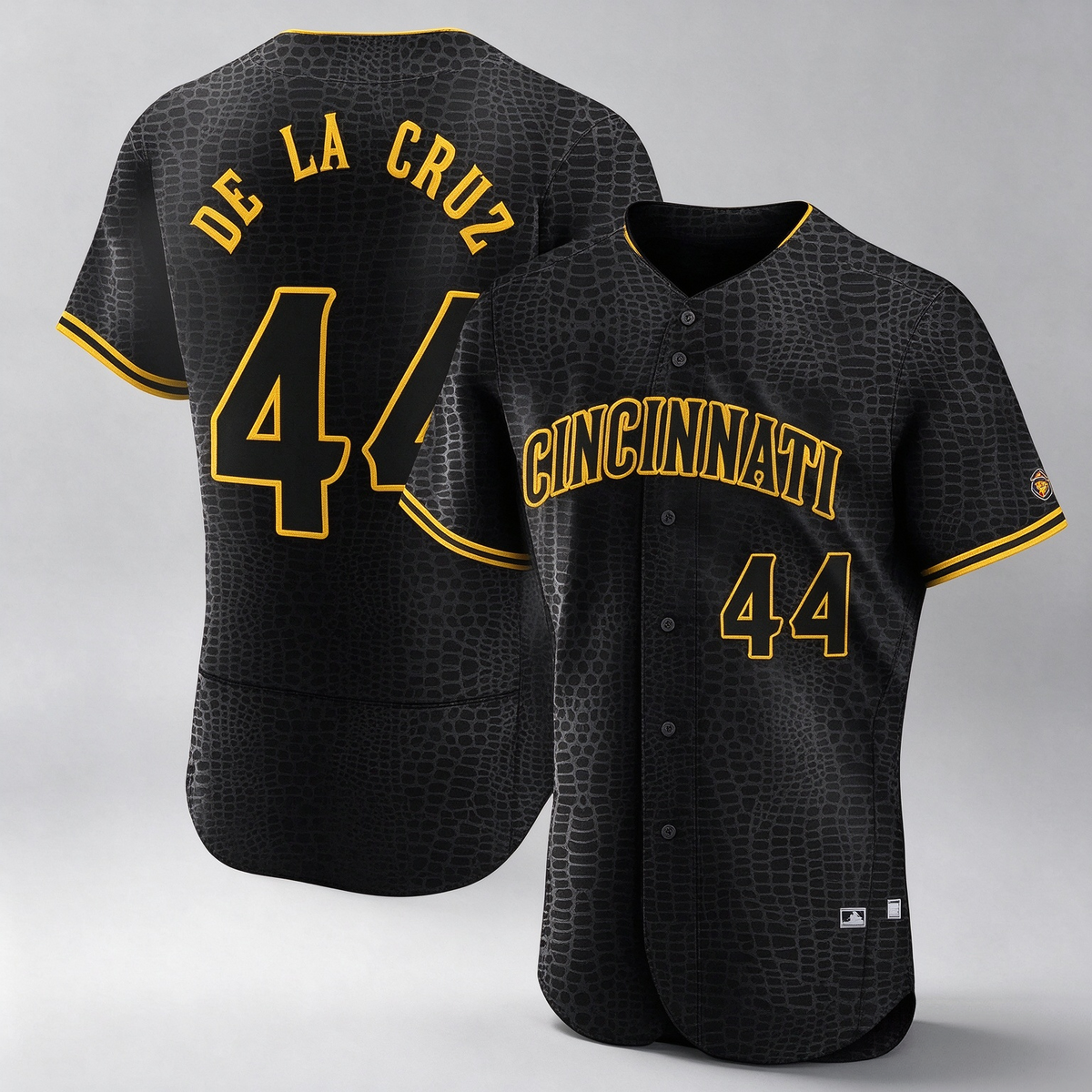 Cincinnati Reds #44 Elly De La Cruz Player Black Snake Skin City Limited Elite Home Stitched Baseball Jersey