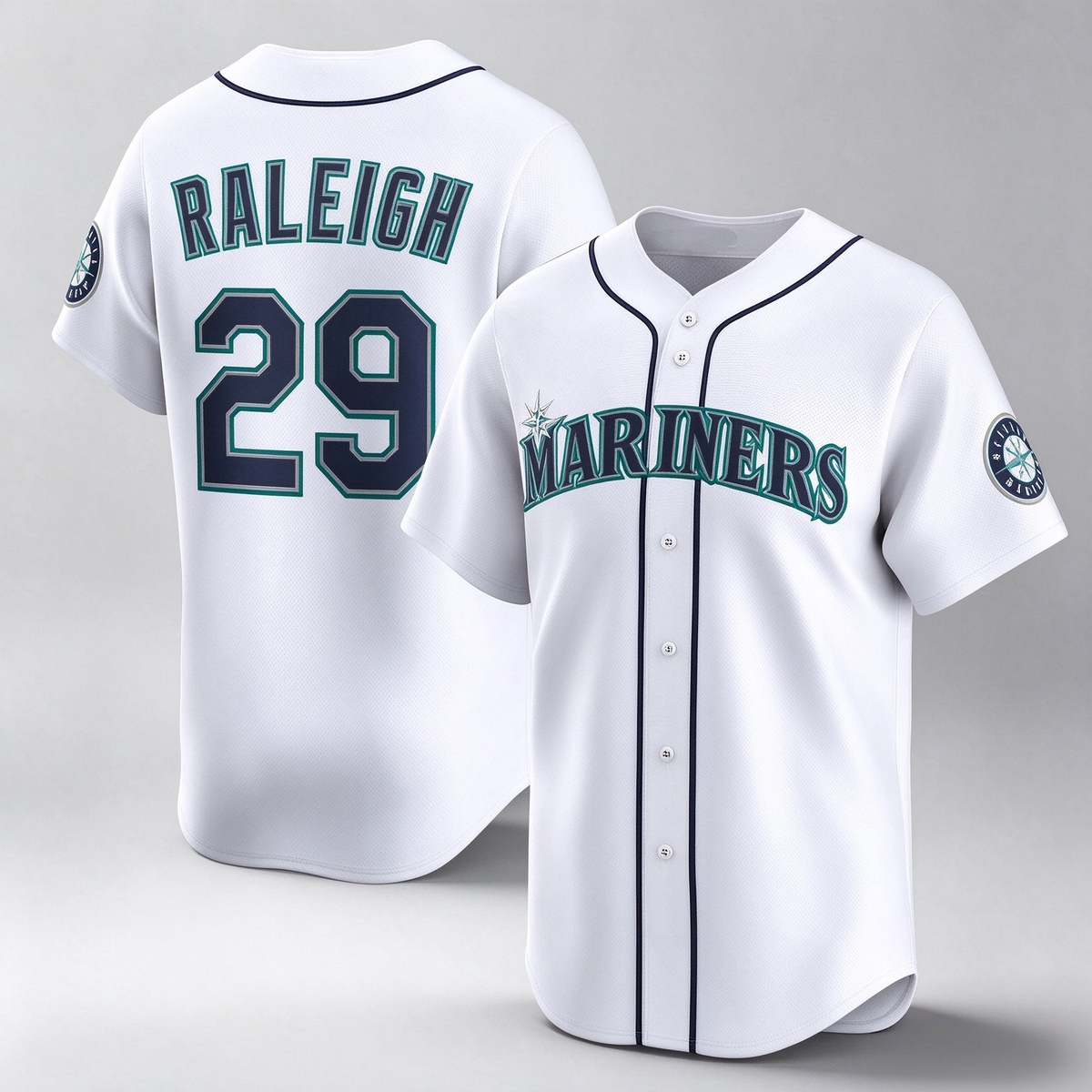 Seattle Mariners #29 Cal Raleigh White Home Limited Player Baseball Jersey