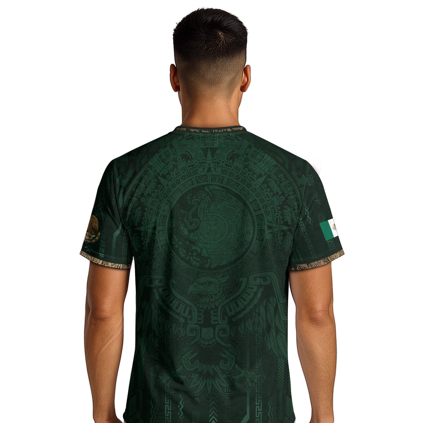 Mexico Soccer Jersey Green Gold Aztec Calendar Mexican Football Shirt Tee
