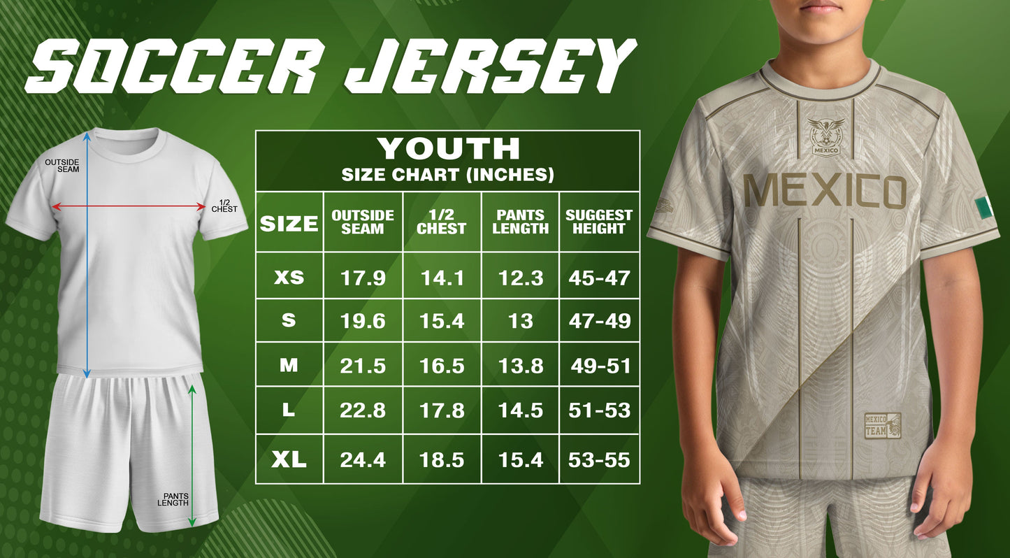 White Mexico Soccer Jersey Youth Gold Eagle Football Shirt Vintage Style Wear