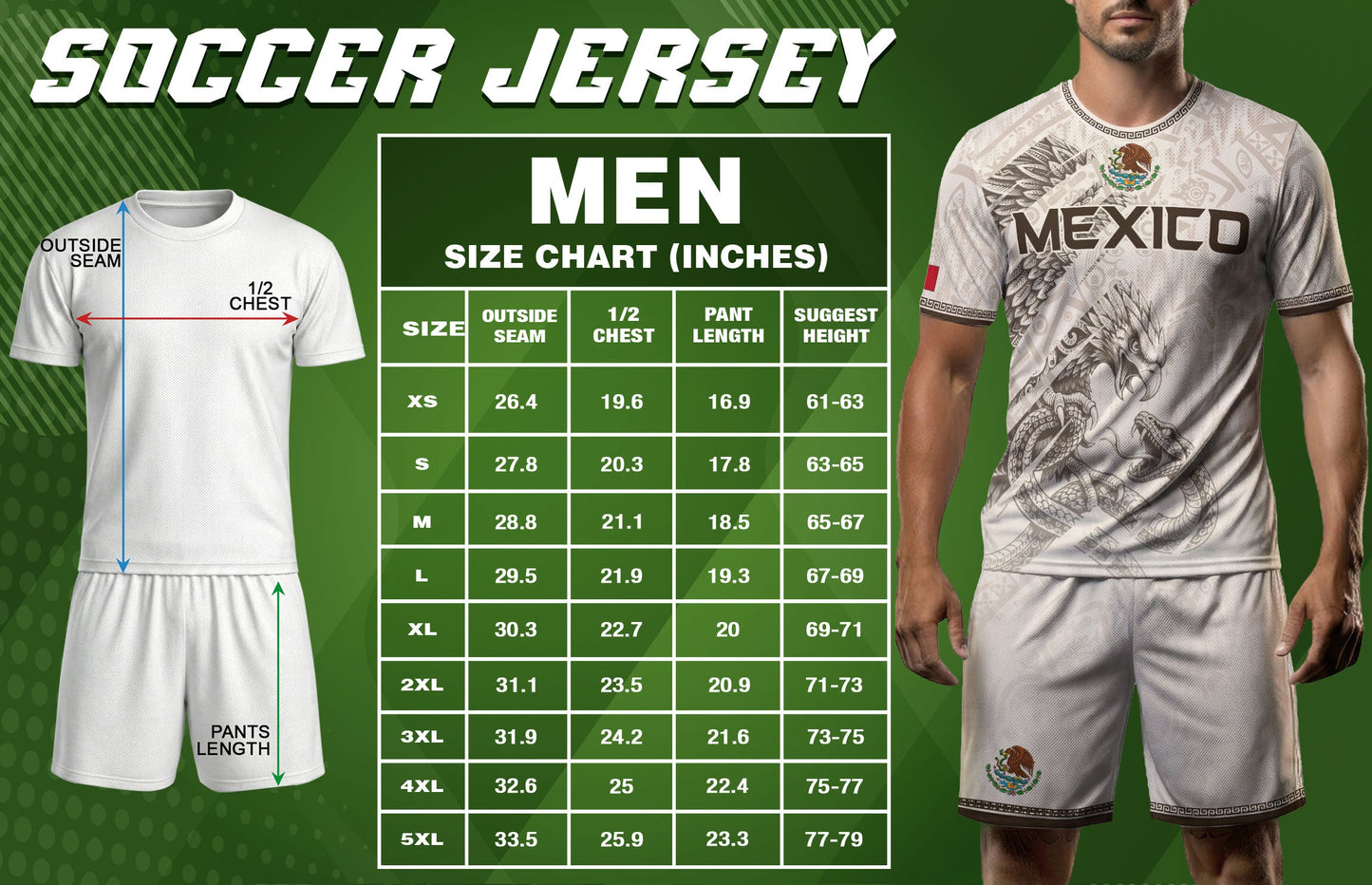 Mexico Soccer Jersey White Aztec Eagle & Snake - Premium National Team Football Shirt