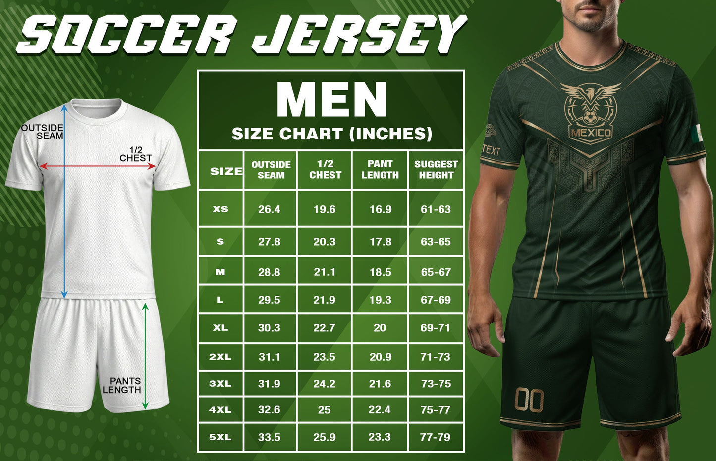 Custom Green Mexico Soccer Jersey Aztec Eagle Emerald Green Football Shirt