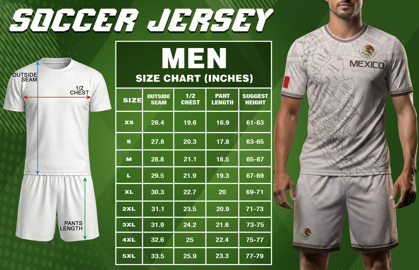 Mexico Soccer Jersey White Map Aztec Heritage Design - Mexico National Team Fan Gift Shirt