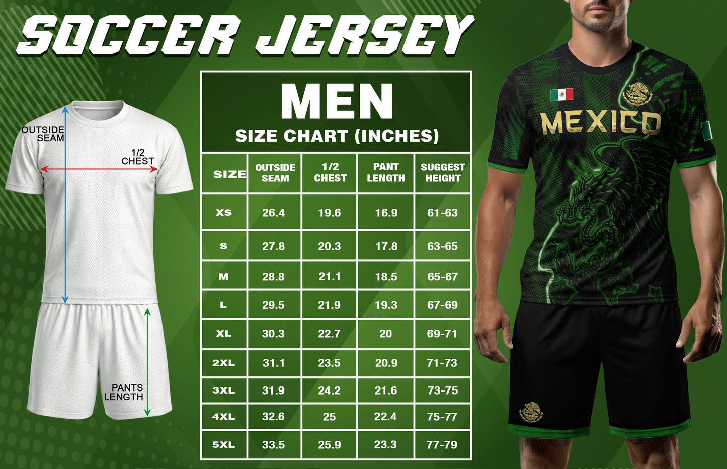 Mexico Soccer Jersey Green Black Electric Eagle - Mexico National Team Fan Heritage Shirt