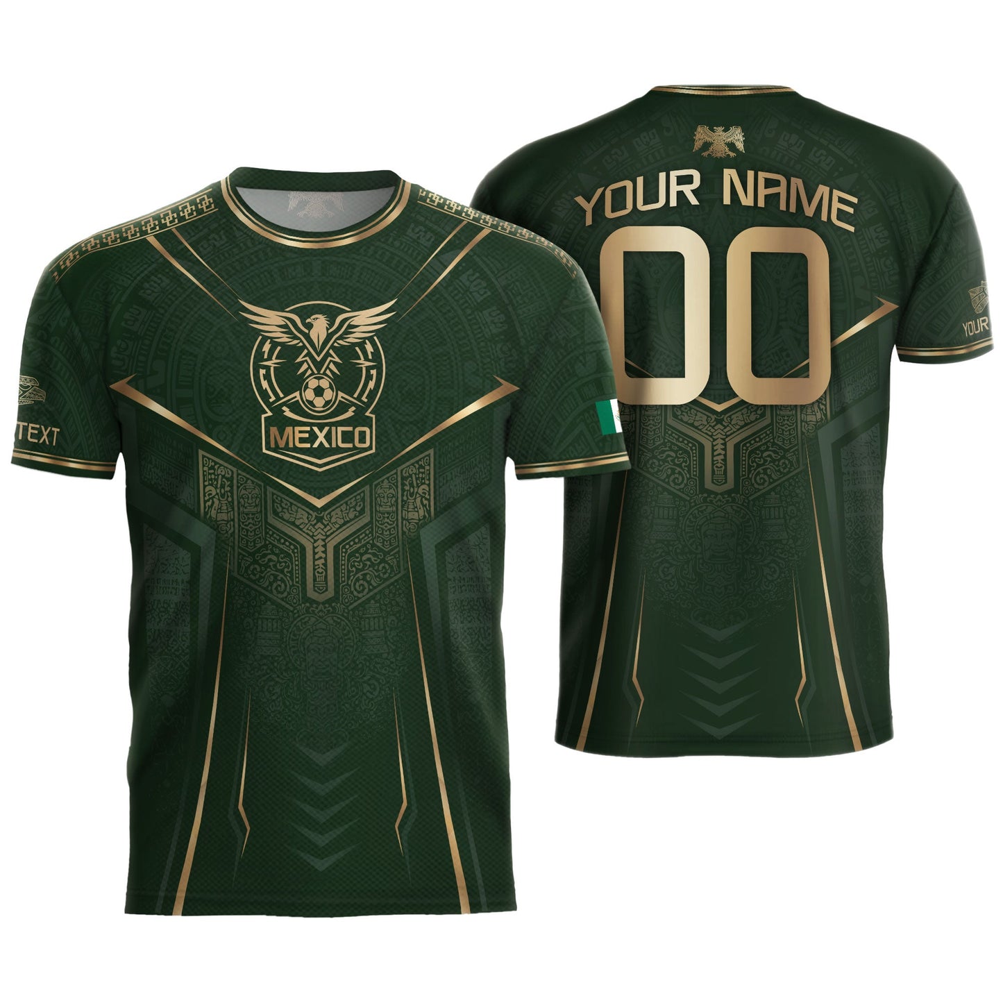 Custom Green Mexico Soccer Jersey Aztec Eagle Emerald Green Football Shirt
