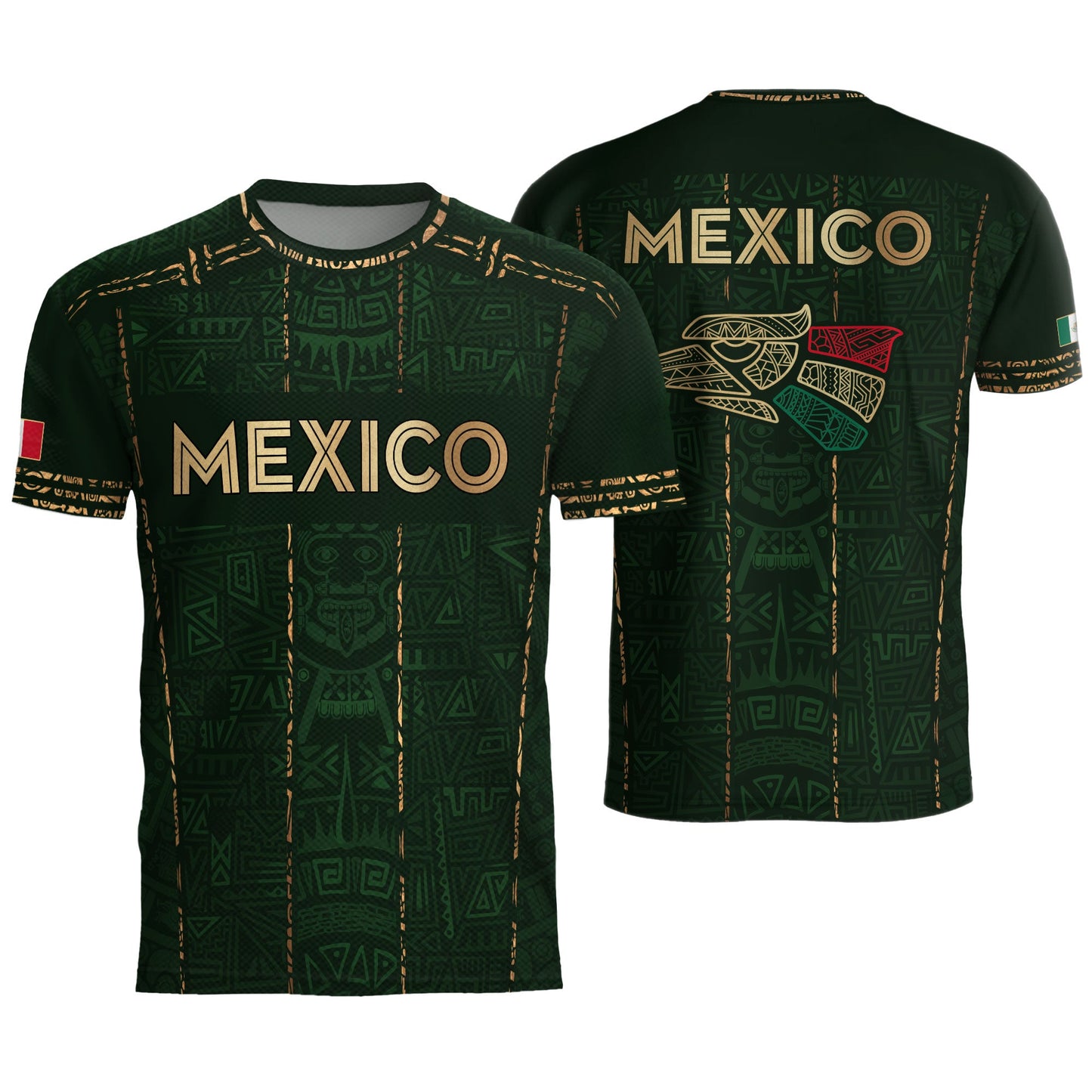 Mexico Soccer Jersey Green Pattern, Stylish Aztec Football Shirt Fans
