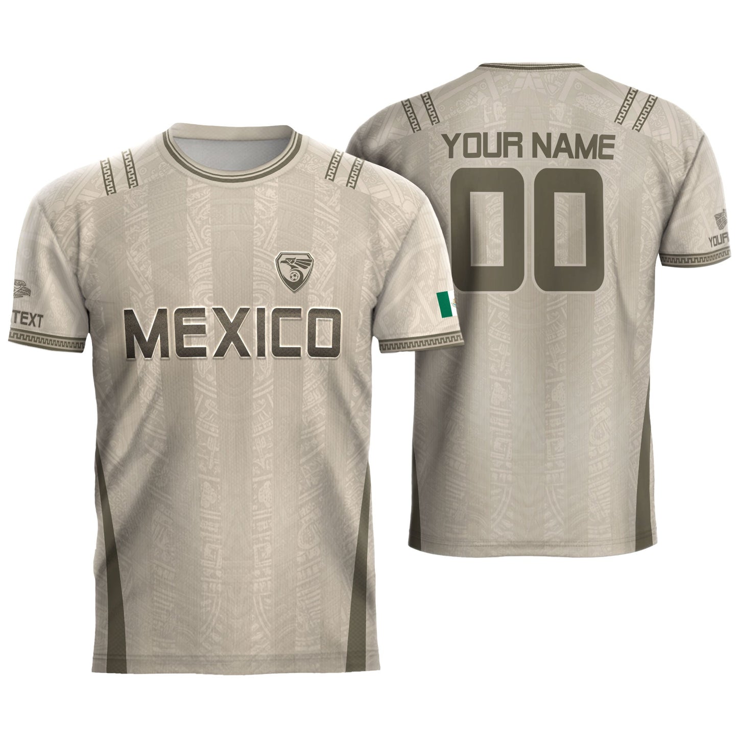 Mexico Soccer Jersey Personalized Team Gear Beige Aztec Warrior Football Top