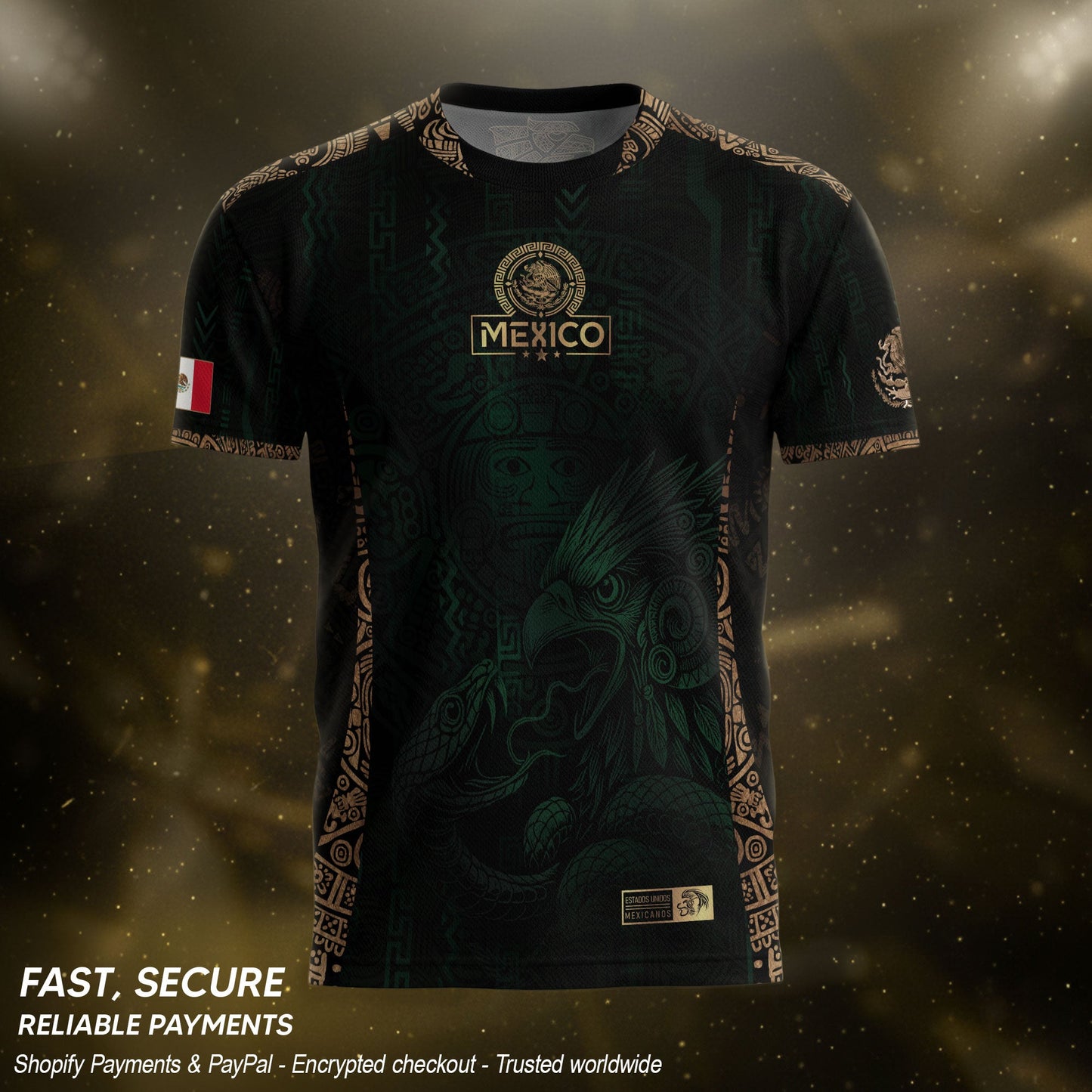 Mexico Green Gold Aztec Eagle Warrior Soccer Jersey