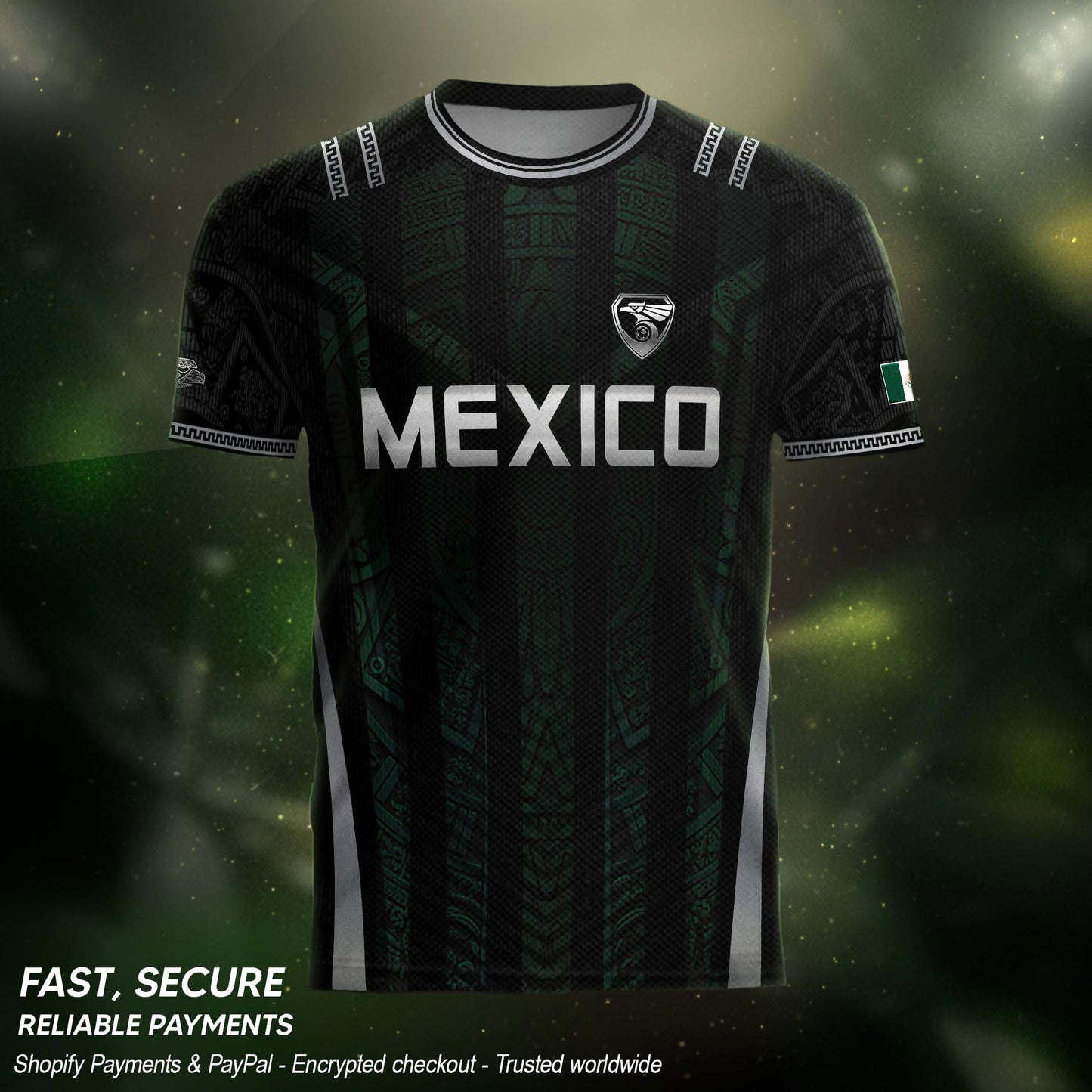 Mexico Green Black Aztec Eagle Heritage Estados Unidos Mexicanos Soccer Jersey Football