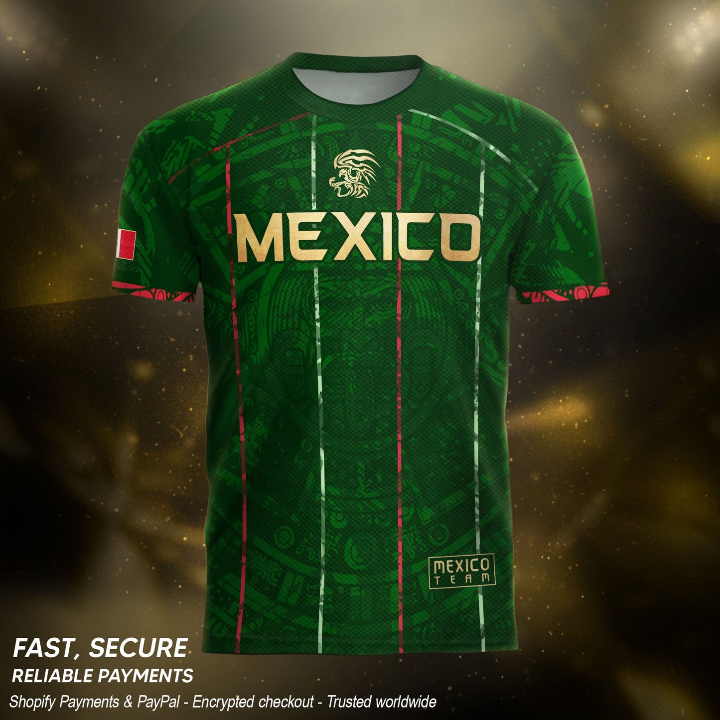 Mexico Soccer Jersey Green Aztec Heritage Pride - Estados Unidos Mexicanos Football Shirt
