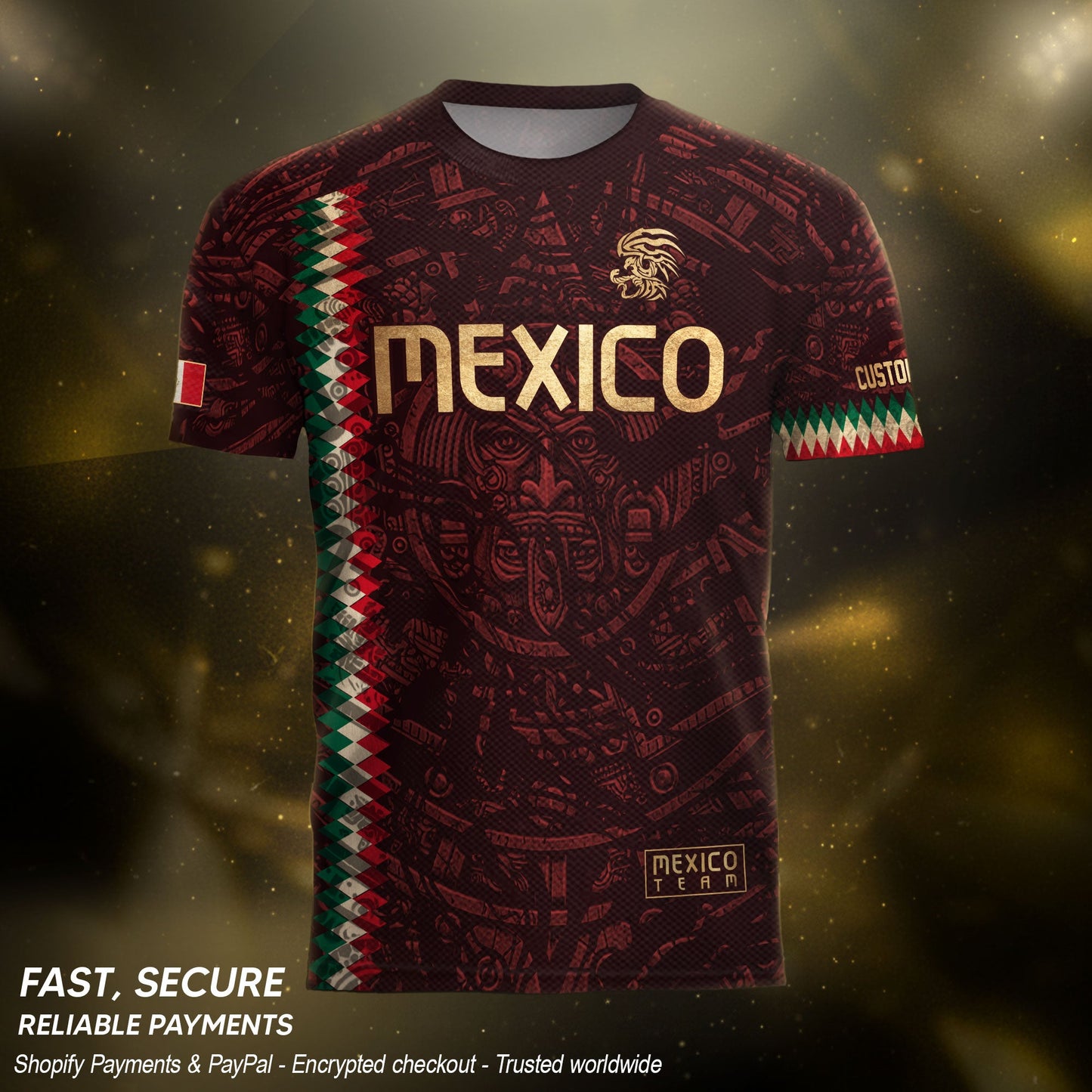 Custom Mexico Soccer Jersey Men Women Maroon Gold Mexican Football Jersey Playera De Mexico Jersey De Mexico