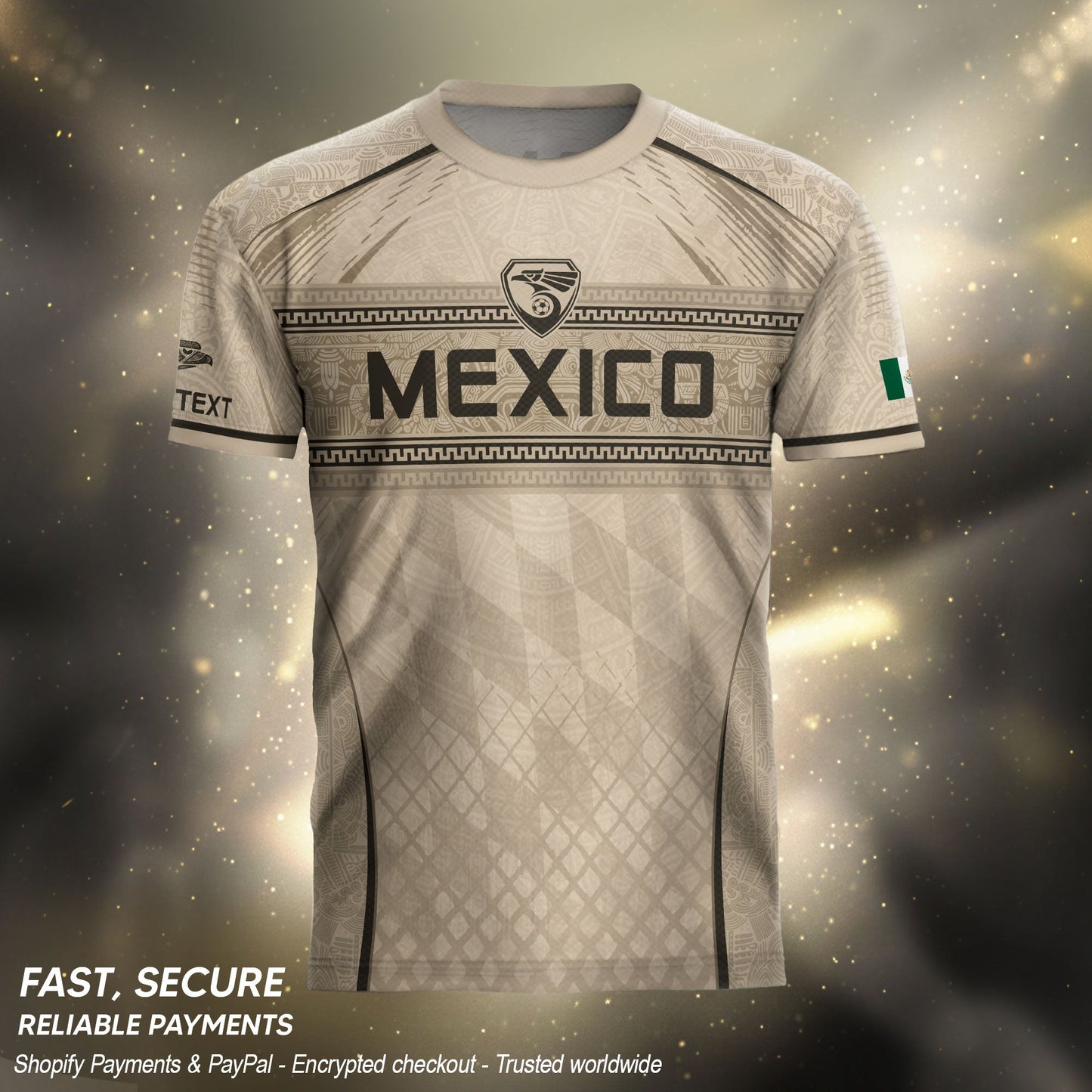 Personalized Beige Mexico Soccer Jersey Aztec Tribal Cream Sport Shirt