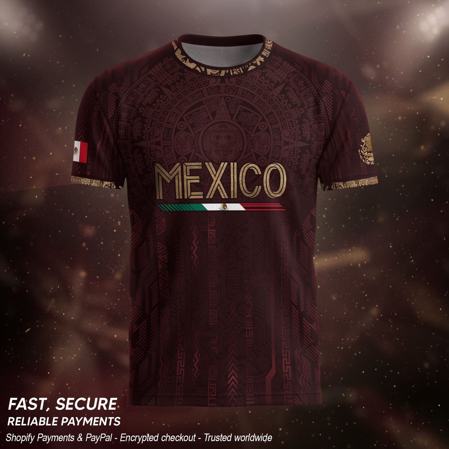 Mexico Football Jersey Maroon Aztec Calendar Soccer Shirt for Mexico Fans
