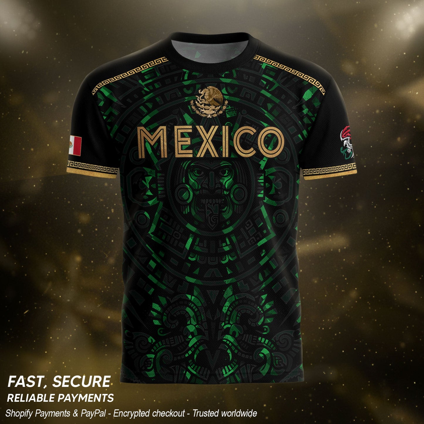 Playera de Mexico para Hombre – Mexican Soccer Jersey in Black Green, Mexico Shirt